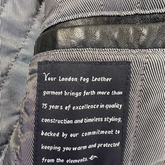 London Fog Black Leather Jacket Men’s S - Picture 10 of 10